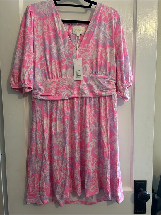 Lilly Pulitzer Dresses & Skirts - Lilly Pulitzer Pink, White and Lavender Floral V-Neck Midi Dress
